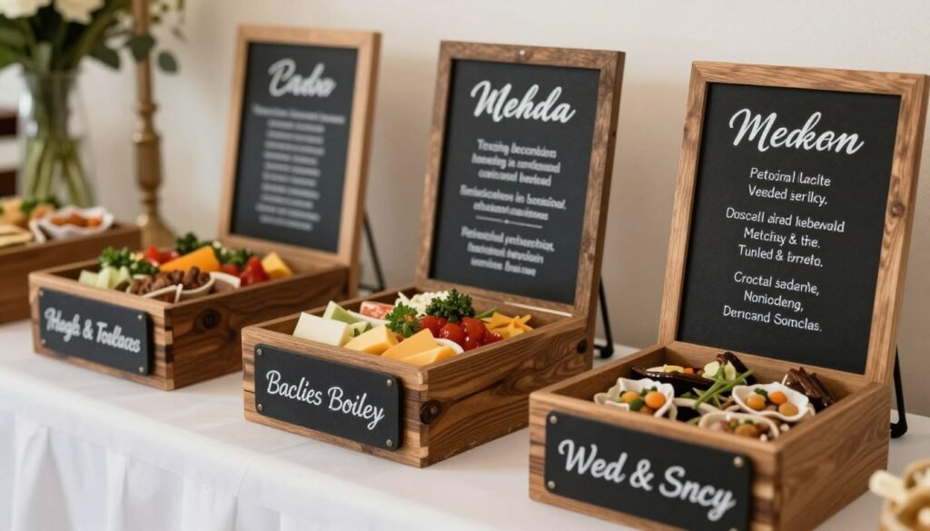 wedding buffet food labels and signage