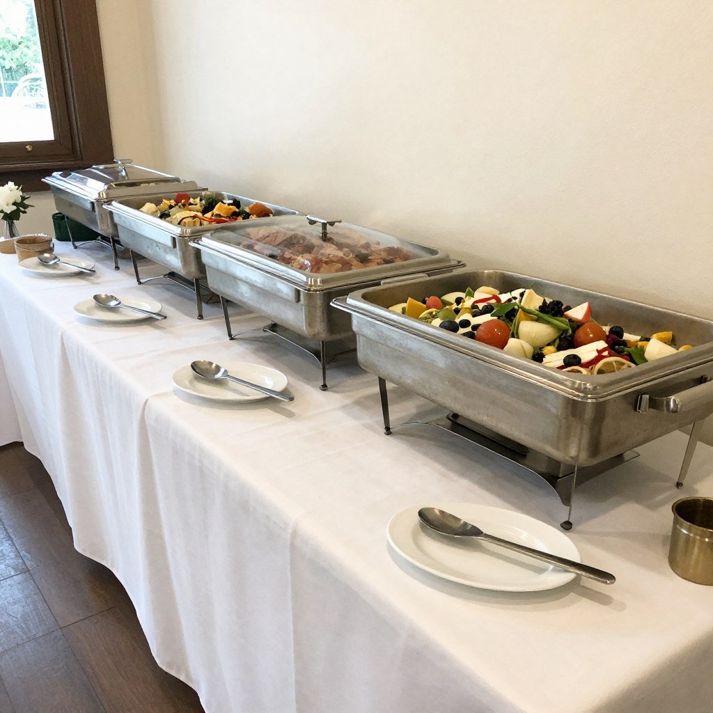 wedding buffet setup with cost-effective food display