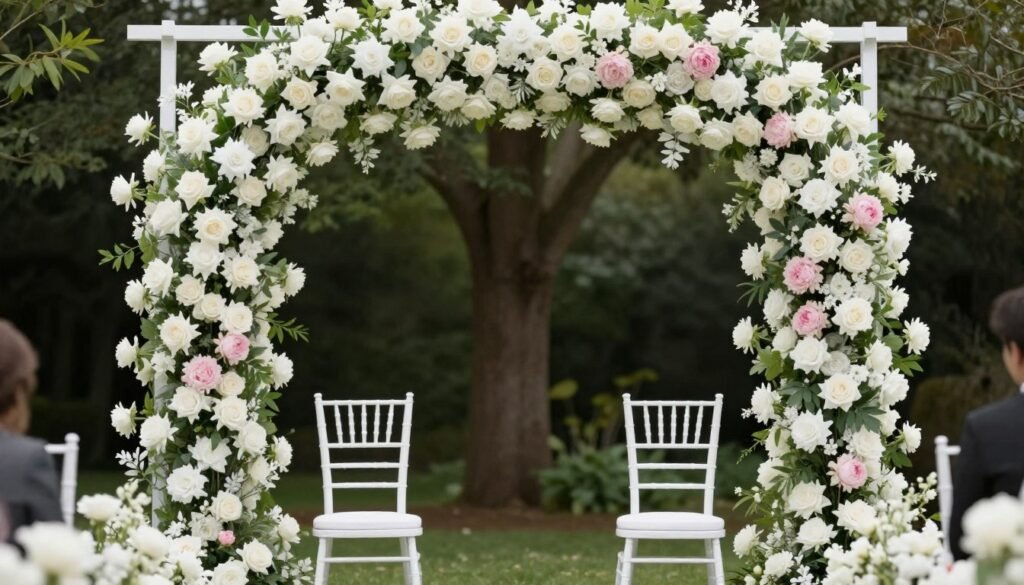 wedding ceremony altar decoration ideas with floral arch backdrop wedding ceremony altar decoration ideas with floral arch backdrop