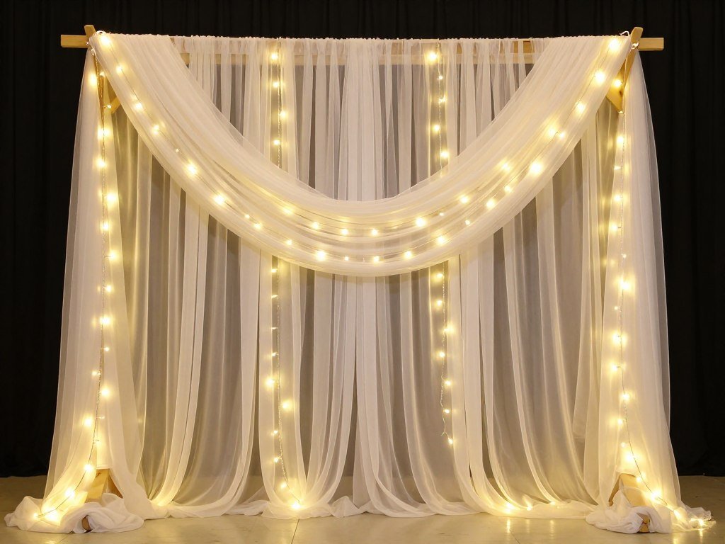 wedding ceremony decoration with draped fabric and lights backdrop wedding ceremony decoration with draped fabric and lights backdrop