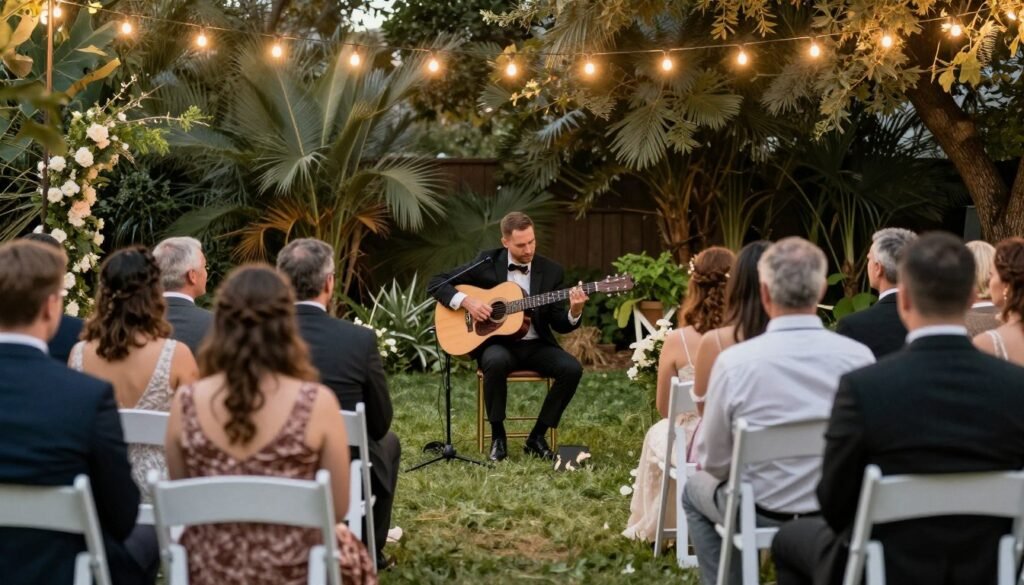 wedding ceremony with musician performing memorial tribute song wedding ceremony with musician performing memorial tribute song