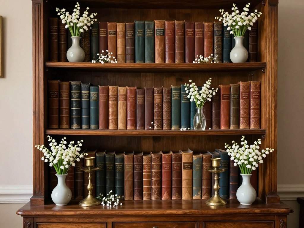 wedding ceremony with vintage library bookshelf backdrop