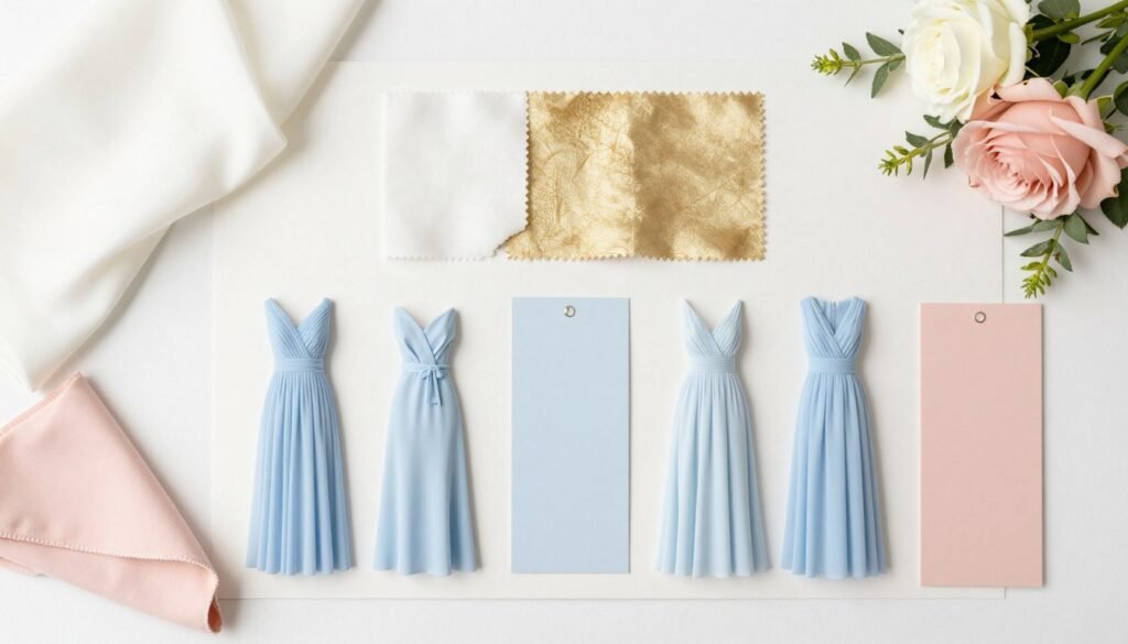 wedding color palette featuring light blue with complementary colors