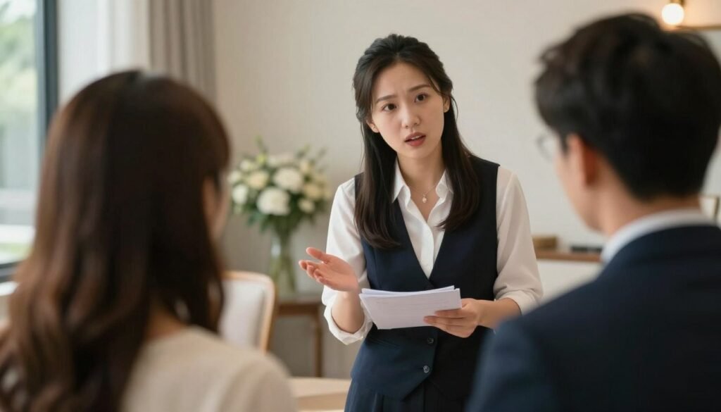 wedding couple looking disappointed at failed send-off attempt