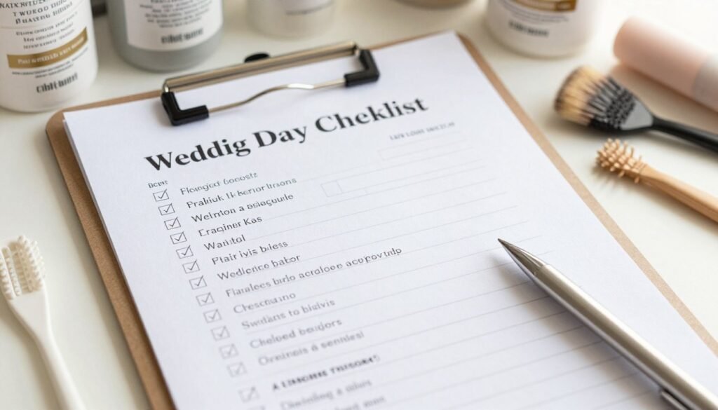 wedding day checklist with hair items highlighted