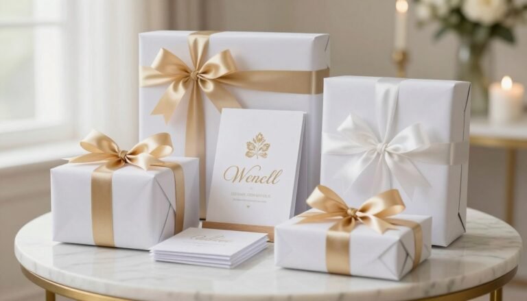 wedding gift ideas for bride and groom displayed on elegant table