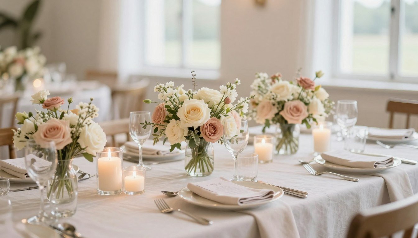 wedding ideas color schemes elegant table setting with coordinated florals and linens