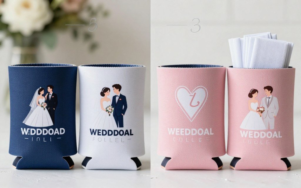 wedding koozie quality comparison samples