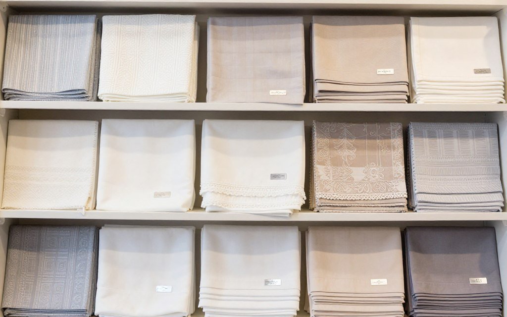 wedding linen and chair cover samples in various colors