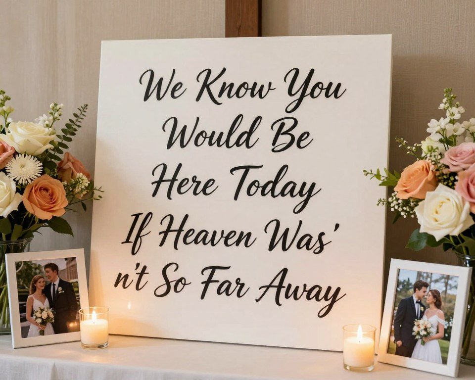 wedding memorial with we know you would be here sign