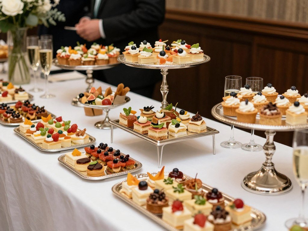 wedding menu ideas cocktail hour appetizers on elegant serving platters