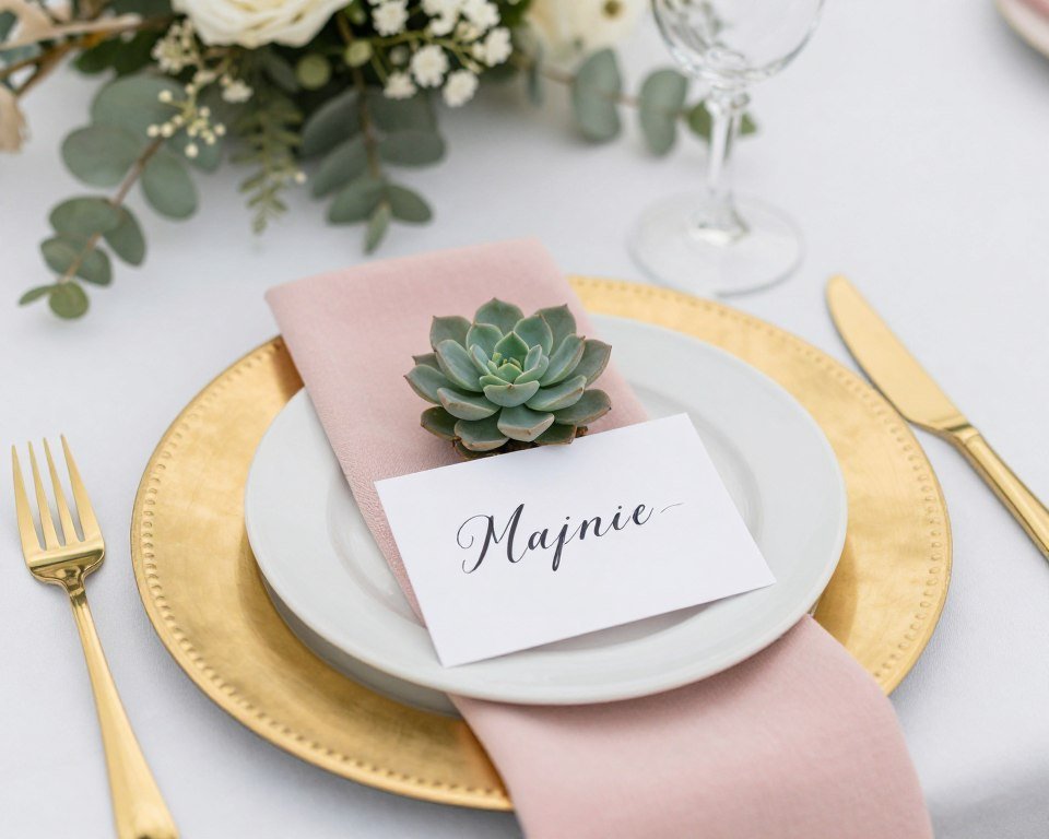 wedding place setting with decorative charger plate