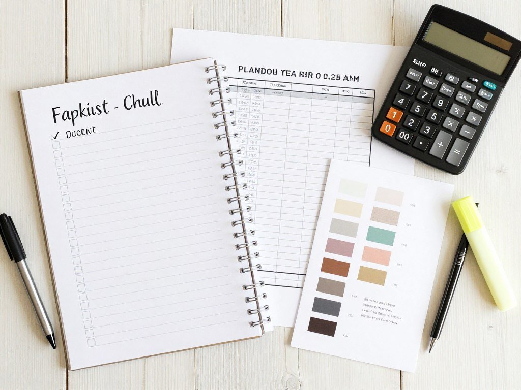 wedding planning checklist and supplies organized on desk