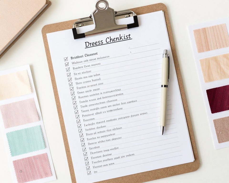 wedding planning checklist for bridesmaid dresses with items being checked off