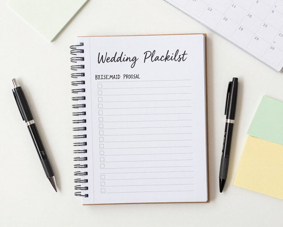 wedding planning checklist with bridesmaid proposals highlighted