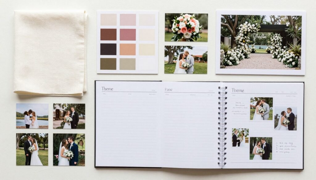 wedding planning process with theme samples and mood board