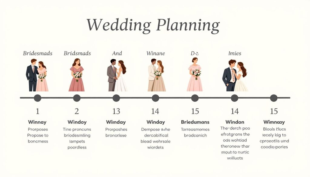 wedding planning timeline showing optimal bridesmaid proposal timing