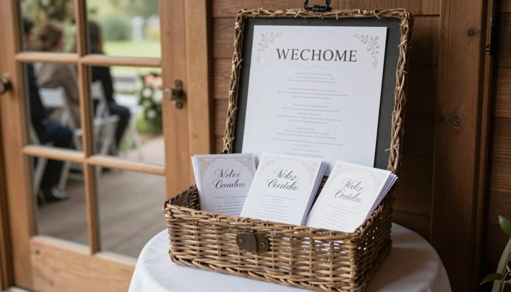 wedding program display basket at ceremony entrance wedding program display basket at ceremony entrance