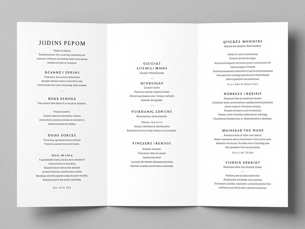 wedding program showing balanced layout and white space wedding program showing balanced layout and white space