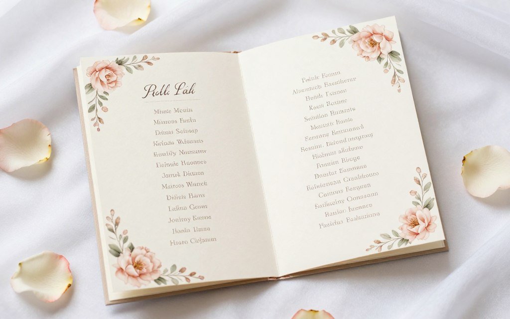 wedding program with memorial dedication page