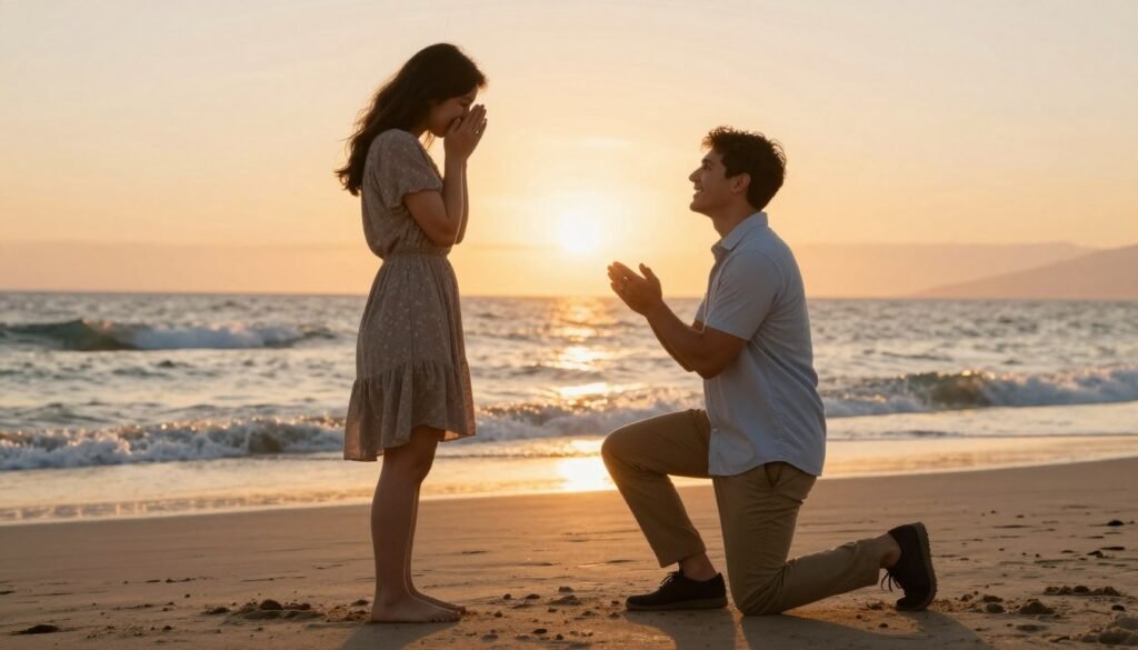 wedding proposals classic down on one knee beach proposal at sunset wedding proposals classic down on one knee beach proposal at sunset