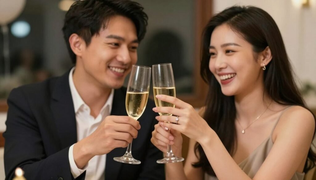 wedding proposals newly engaged couple celebrating with champagne toast wedding proposals newly engaged couple celebrating with champagne toast