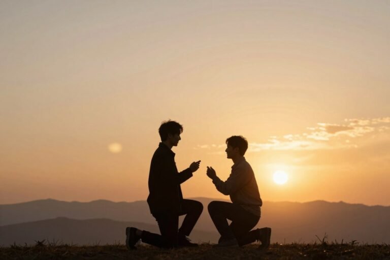 wedding proposals romantic sunset proposal scene with couple silhouette