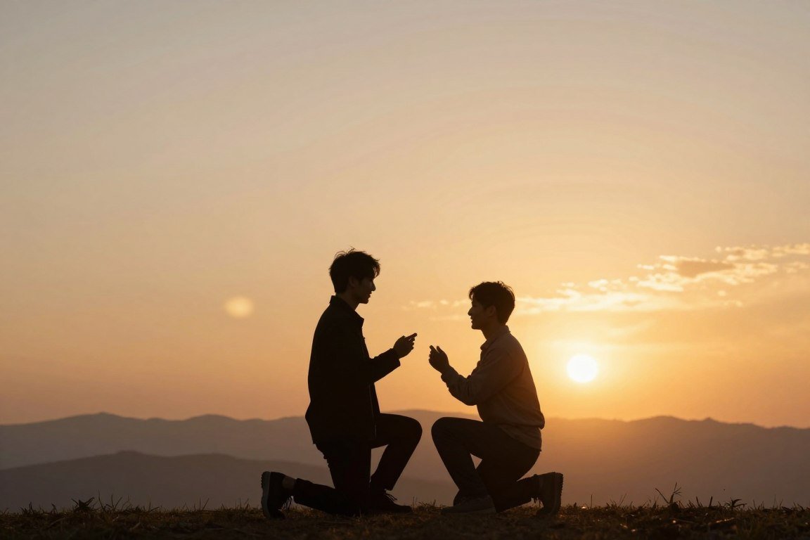 wedding proposals romantic sunset proposal scene with couple silhouette