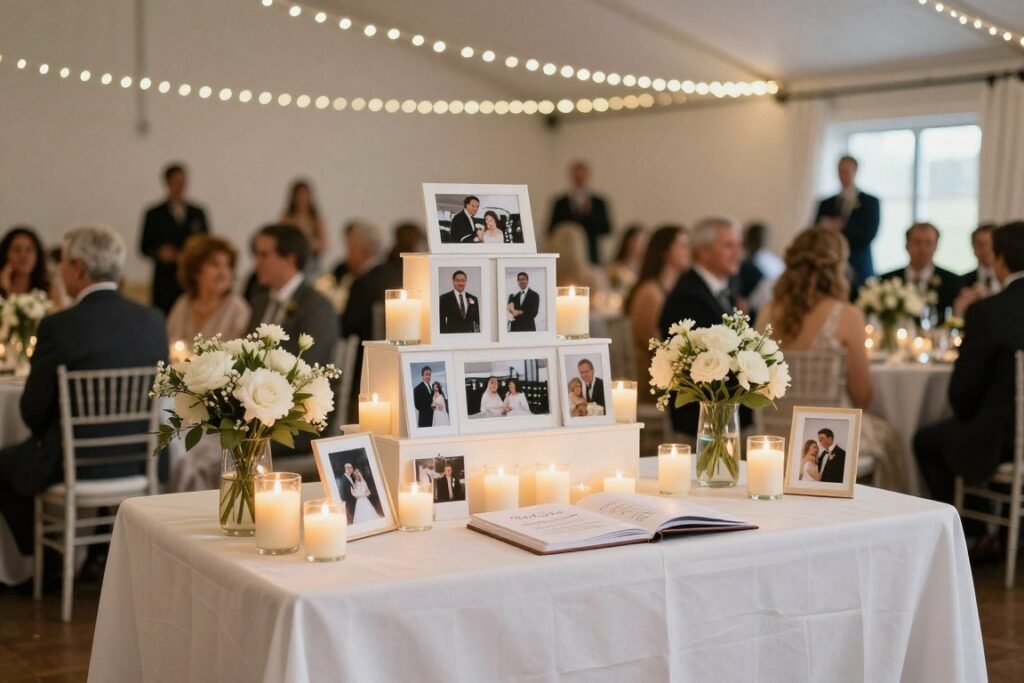 wedding reception memorial corner display