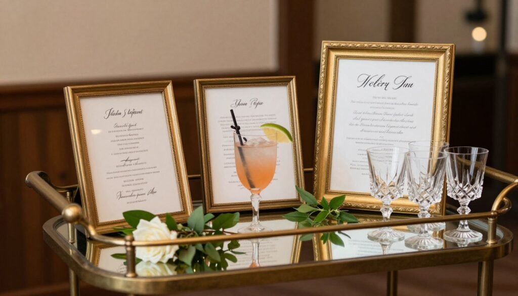 wedding reception signature drink menu with memorial tribute cocktail wedding reception signature drink menu with memorial tribute cocktail