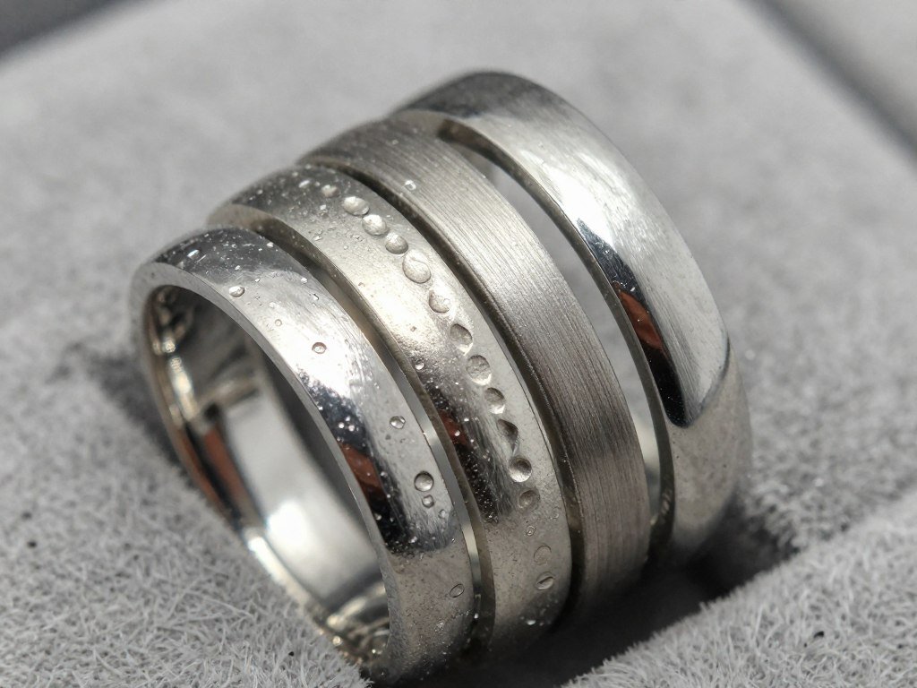 wedding ring stack showing various textures including hammered polished and matte finishes wedding ring stack showing various textures including hammered polished and matte finishes
