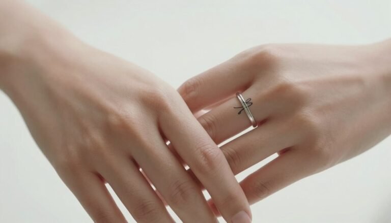 wedding ring tattoo ideas for couples showing elegant minimalist designs on ring fingers