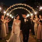 wedding send off ideas with sparklers creating a magical tunnel of light