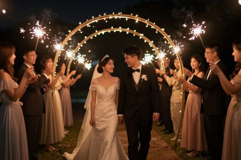 wedding send off ideas with sparklers creating a magical tunnel of light