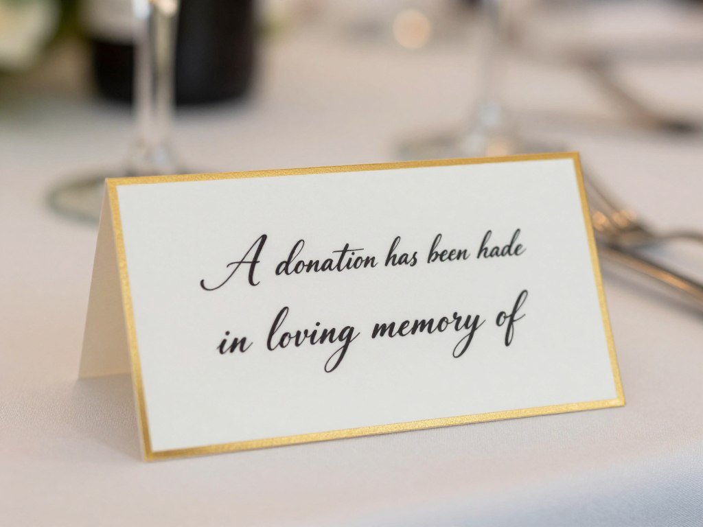 wedding table card explaining memorial charity donation wedding table card explaining memorial charity donation