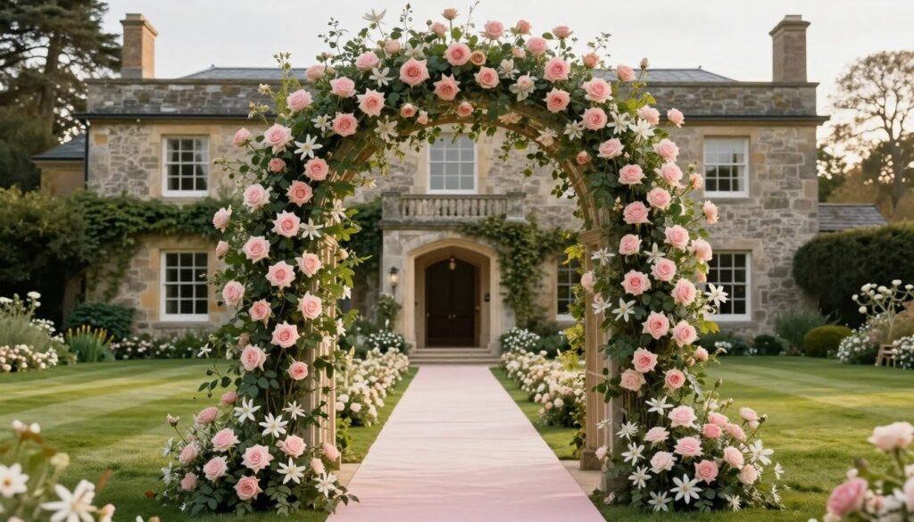 wedding venue with coordinated color palette matching architecture