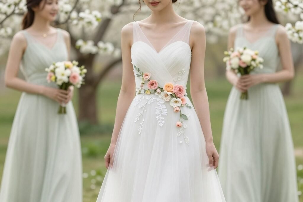white bridesmaid dress spring styling