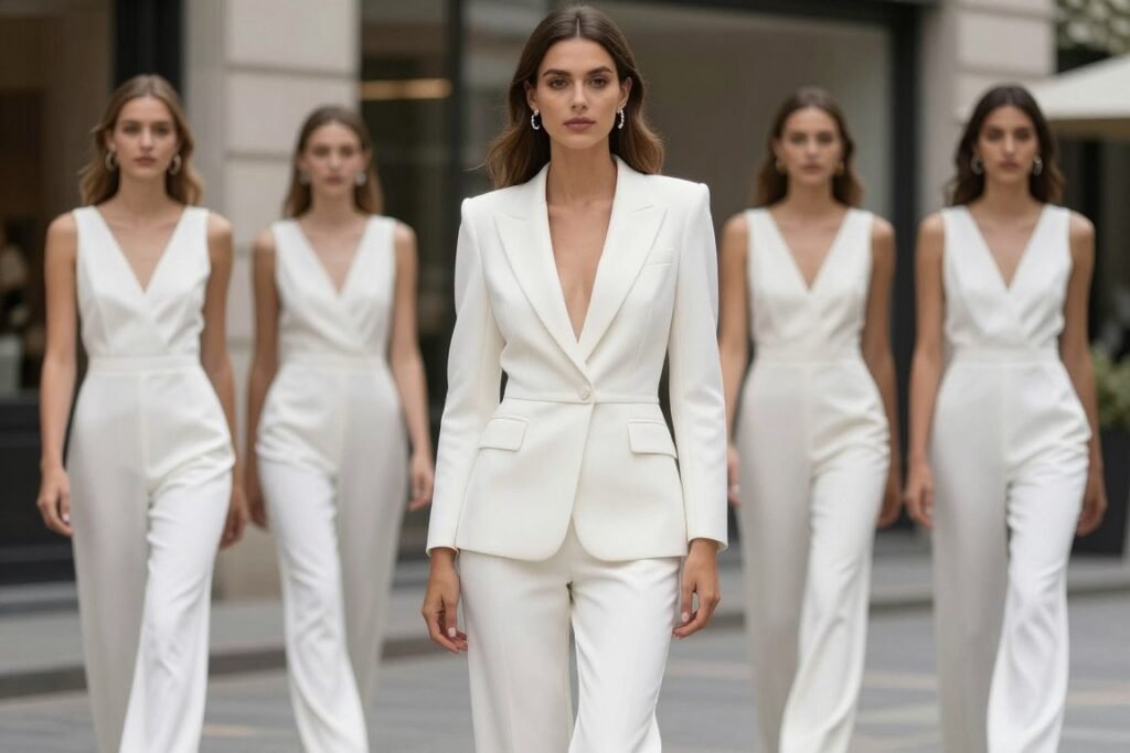 white bridesmaid jumpsuit modern style