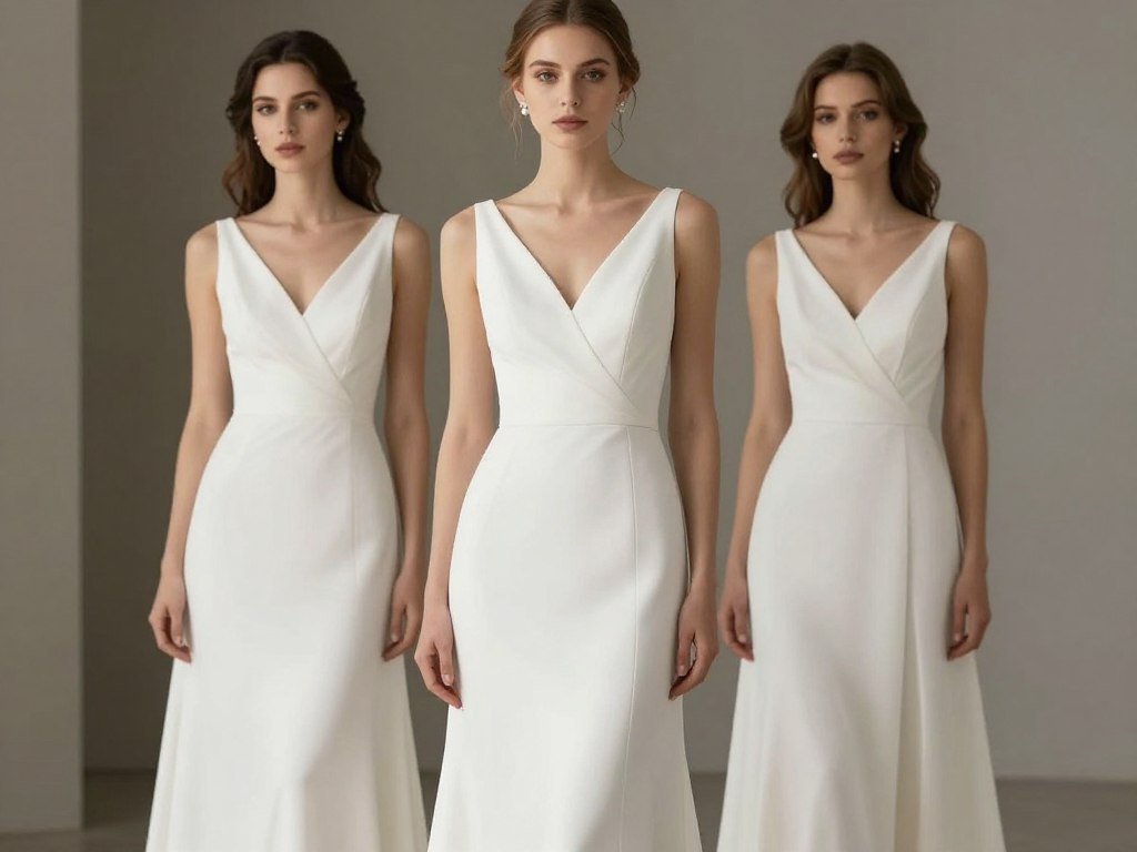 white column bridesmaid dress with elegant neckline