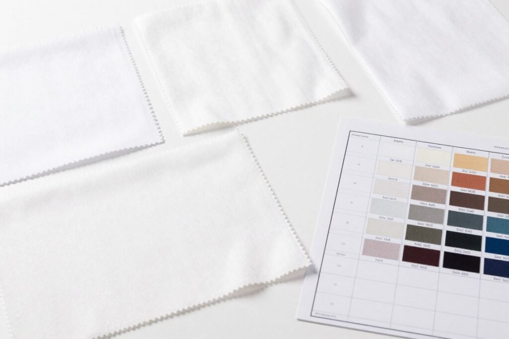 white fabric swatches comparison