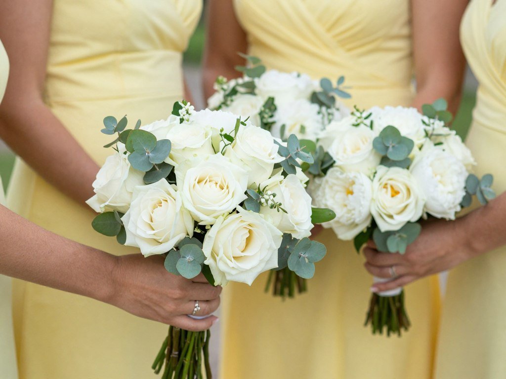 white roses bouquet with yellow dress white roses bouquet with yellow dress