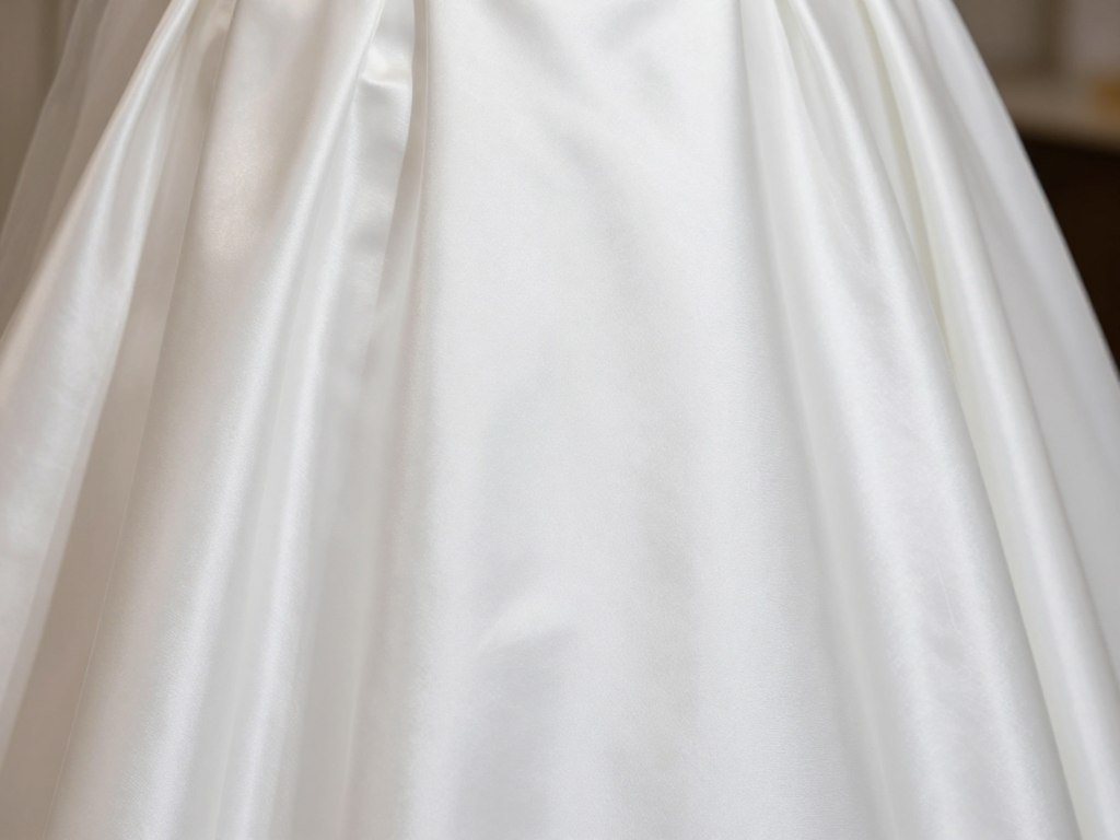 white satin bridesmaid dress fabric detail