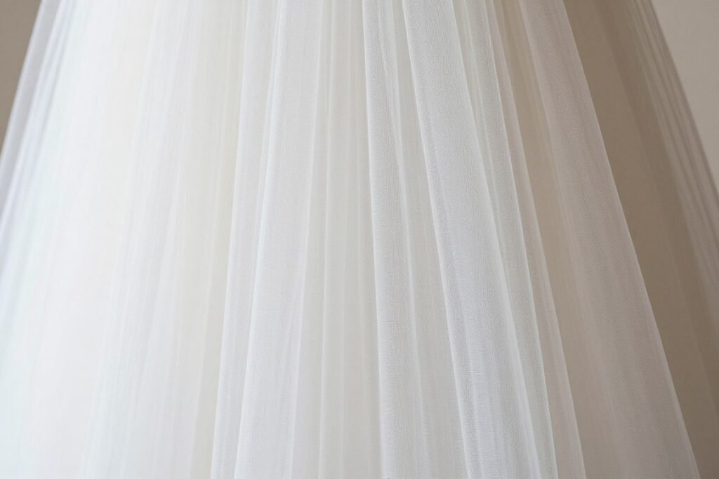 white tulle bridesmaid dress fabric detail