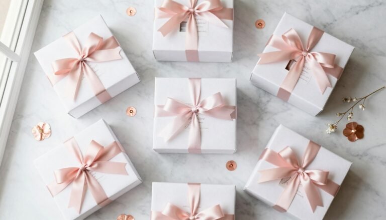 will you be my bridesmaid gifts beautifully arranged in elegant gift boxes with ribbons