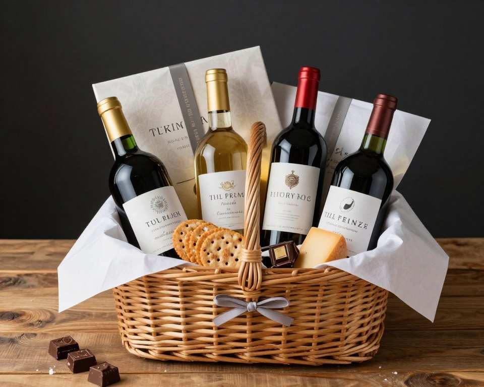 wine gift basket for engagement celebration