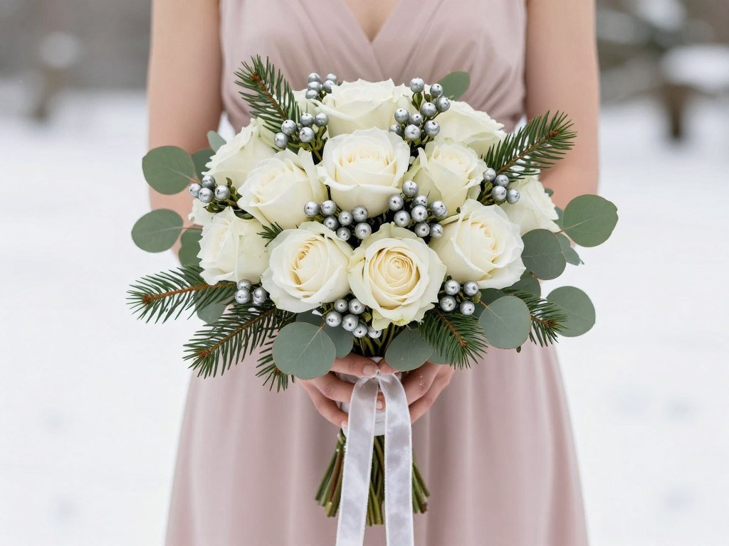 winter bridesmaid bouquet with white flowers winter bridesmaid bouquet with white flowers