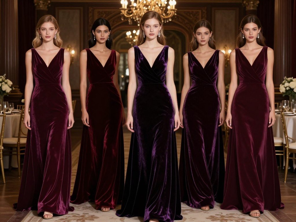 winter bridesmaid dresses velvet elegant