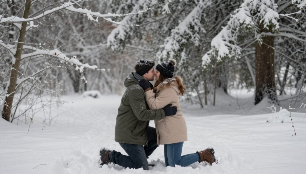winter proposal photos in snowy landscape setting winter proposal photos in snowy landscape setting