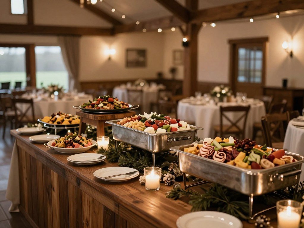 winter wedding buffet with comfort food