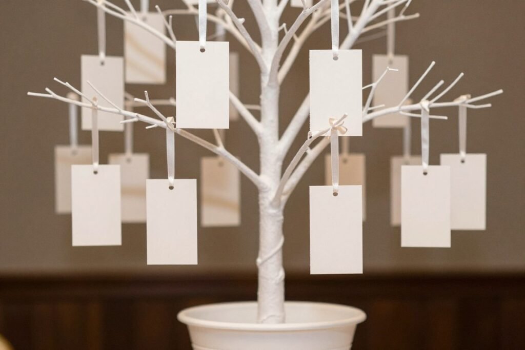 wishing tree with escort cards and guest messages wishing tree with escort cards and guest messages